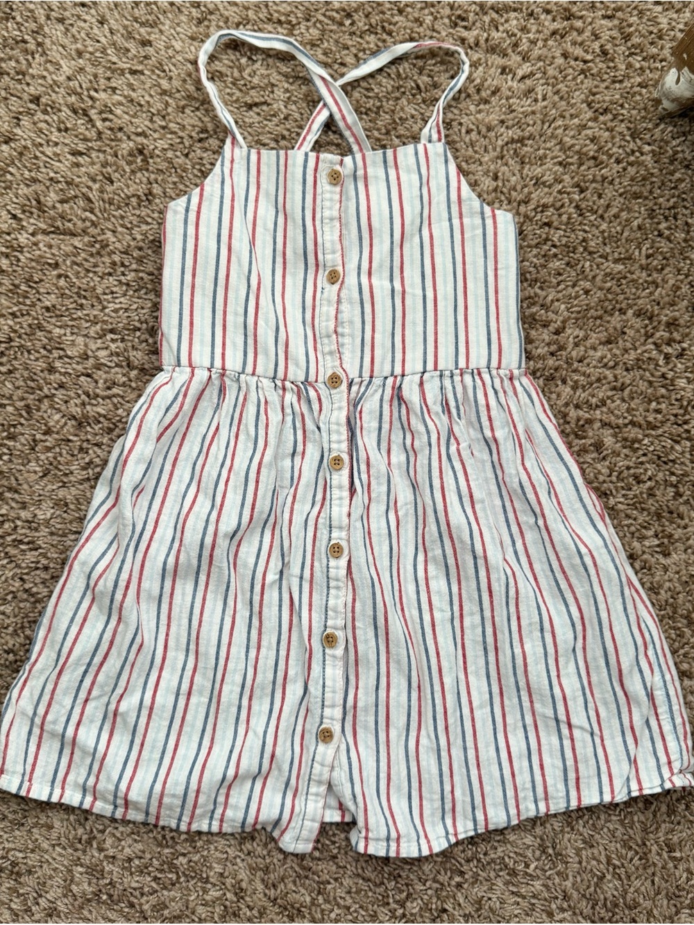 OshKosh B’gosh Girls 5T Striped Linen Blend Button Front Dress